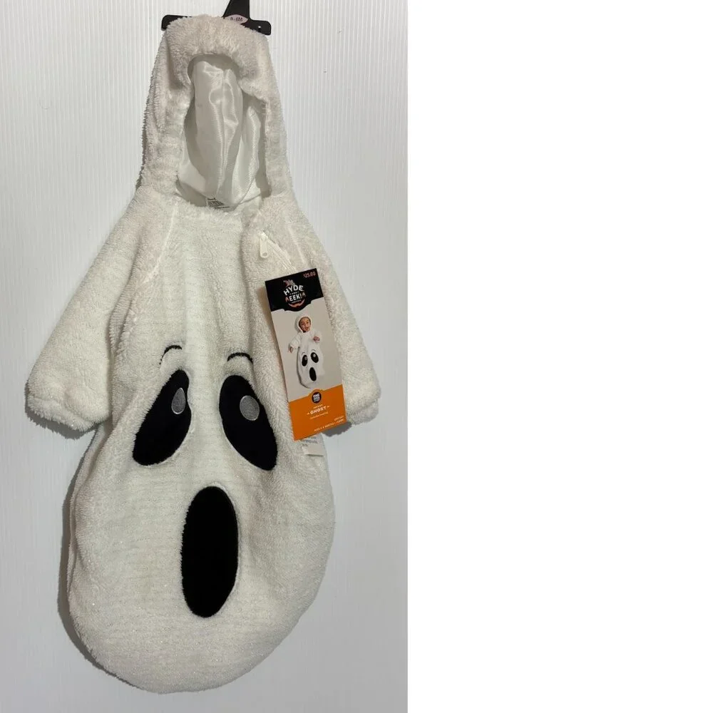 Ghost Bunting Halloween Costume White Fleece Plush Hooded 0/6 mths Unisex Baby
